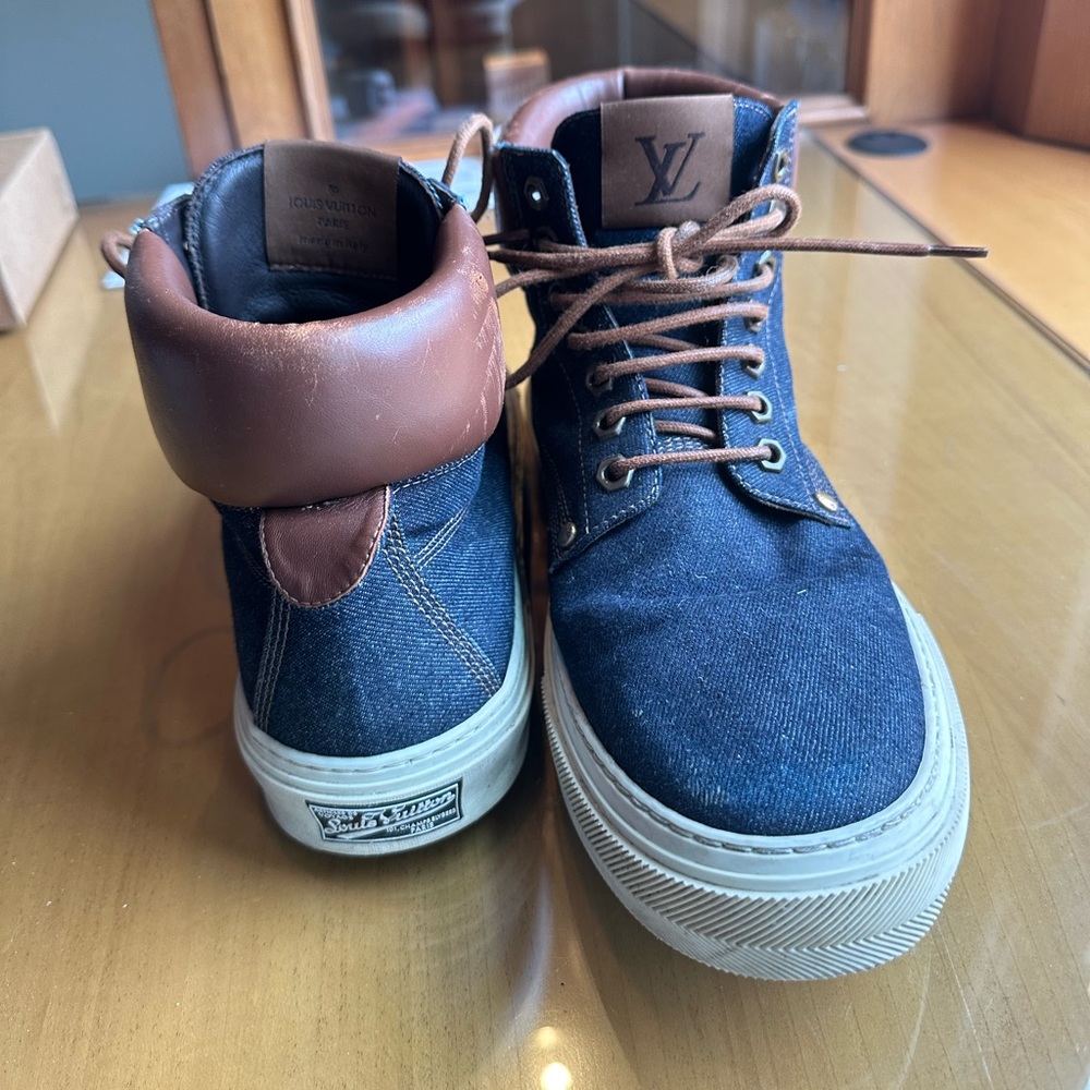LOUIS VUITTON denim and leather sneakers (RARE!) - Picture 2 of 8